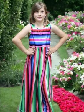 Girls' Multicolor Striped Sleeveless Maxi Dress NIP